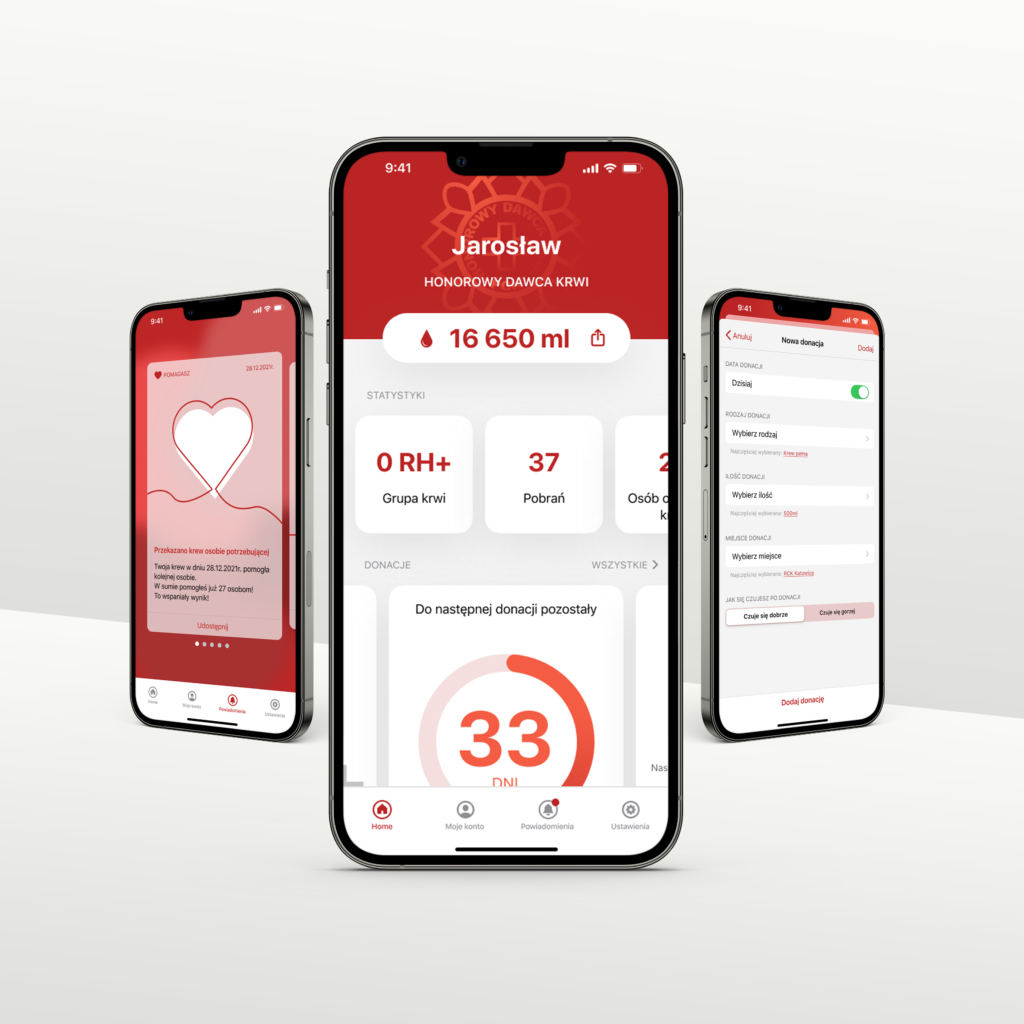 Blood App Aplikacja Honorowy Dawca Krwi Portfolio Iwona Gałązka